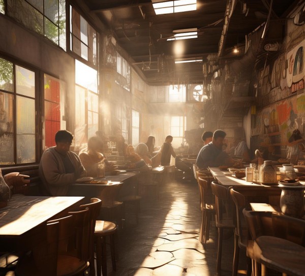 阳光下的温暖食堂